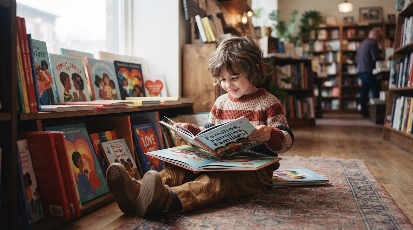 Editorial illustration for The Evolving Landscape of LGBTQ+ Picture Books: Themes, Gaps, and Cultural Significance